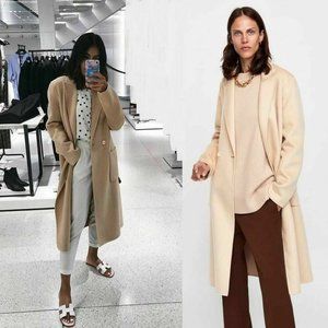 Zara Light Beige/Camel Double Breasted Coat